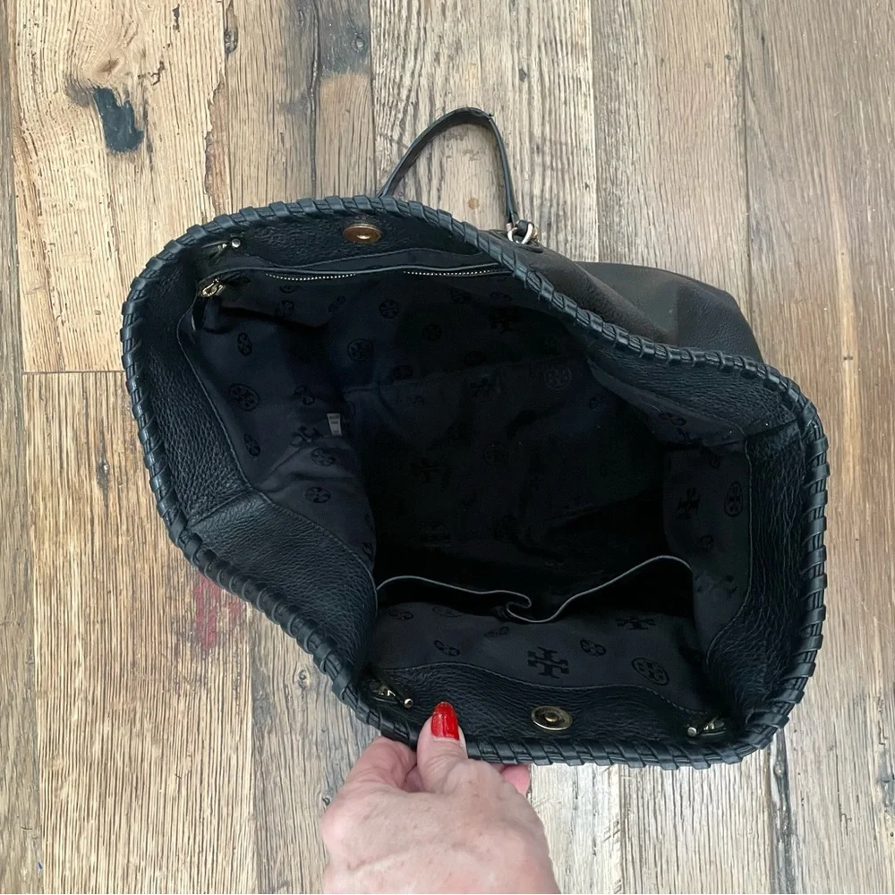 Tory Burch Black Leather Chain Strap Tote